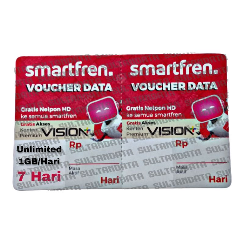 Voucher Smartfren Unlimited Harian 1GB Berlaku 7 Hari