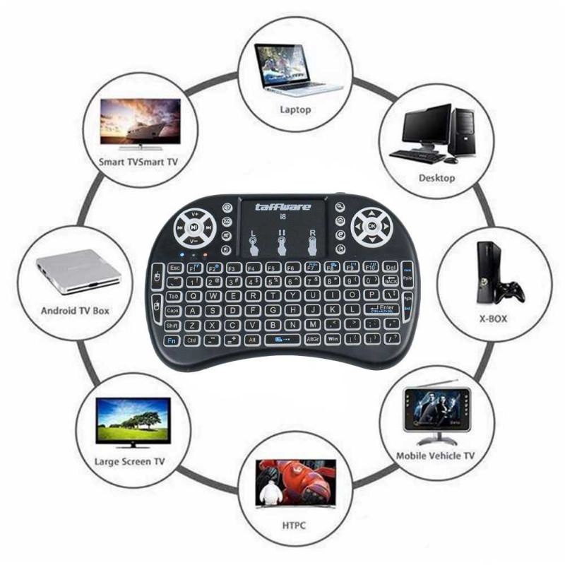 Taffware Air Mouse Wireless Mini Keyboard RGB 2.4GHz Touch Pad 