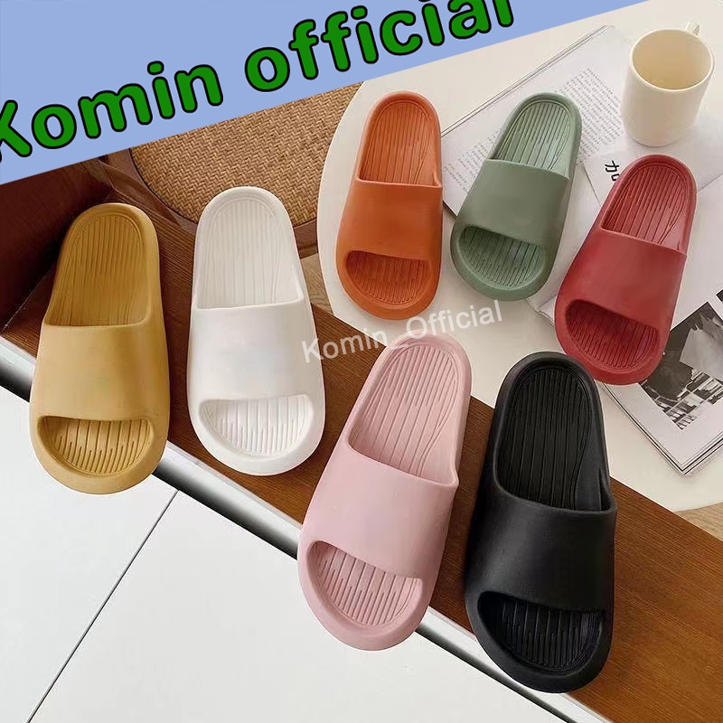 Komin Sandal Bahan EVA Karet Polos Wanita Slip On Korean Style Murah Empuk Anti Selip Sendal Jelly Wanita