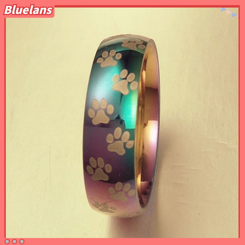 Cincin Bahan Titanium Steel Motif Print Hewan Untuk Pria Dan Wanita