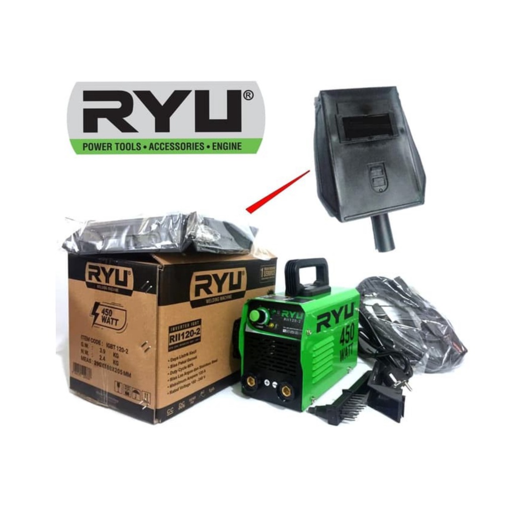 Mesin Las Listrik / Trafo Las / Inverter IGBT 450Watt RYU RII 120-2 full set termurah