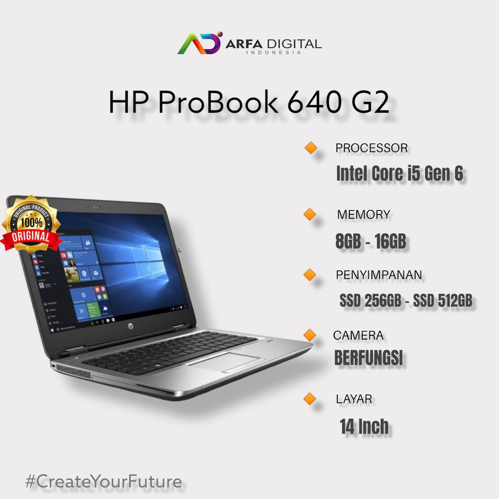 Laptop Hp Probook 640 G2 Core i5 Gen6 Ram 8GB SSD 256GB Murah Bergaransi