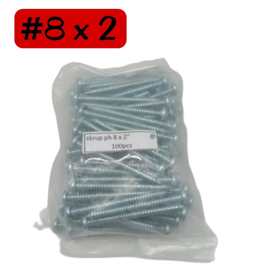 Skrup Sekrup Tapping 8 X 2'' (5 cm) kepala bulat - per pak isi 100 pcs