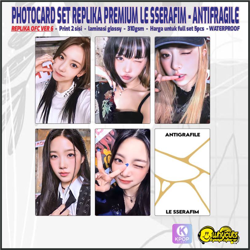 Photocard Set Premium Unofficial Le Sserafim Antifragile Edisi Grup / print 2 sisi full laminasi glossy / anti air