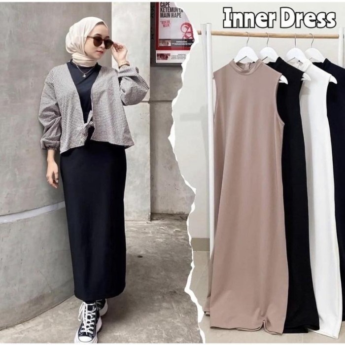 Manset Inner Dress Tanpa Lengan Gamis Yukensi Jersey Premium