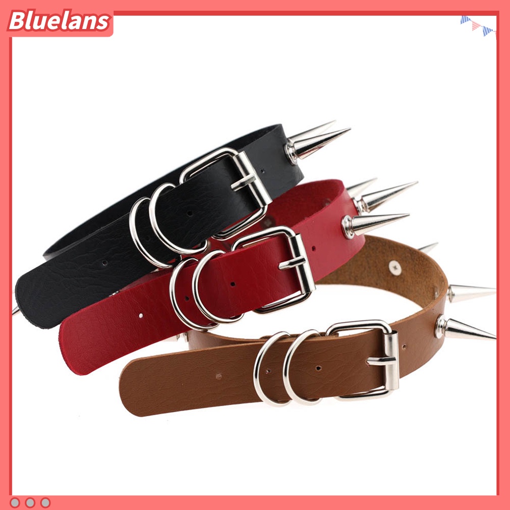 Bluelans Women Fashion Alloy Rivet Spike Faux Leather Choker Short Necklace Punk Jewelry