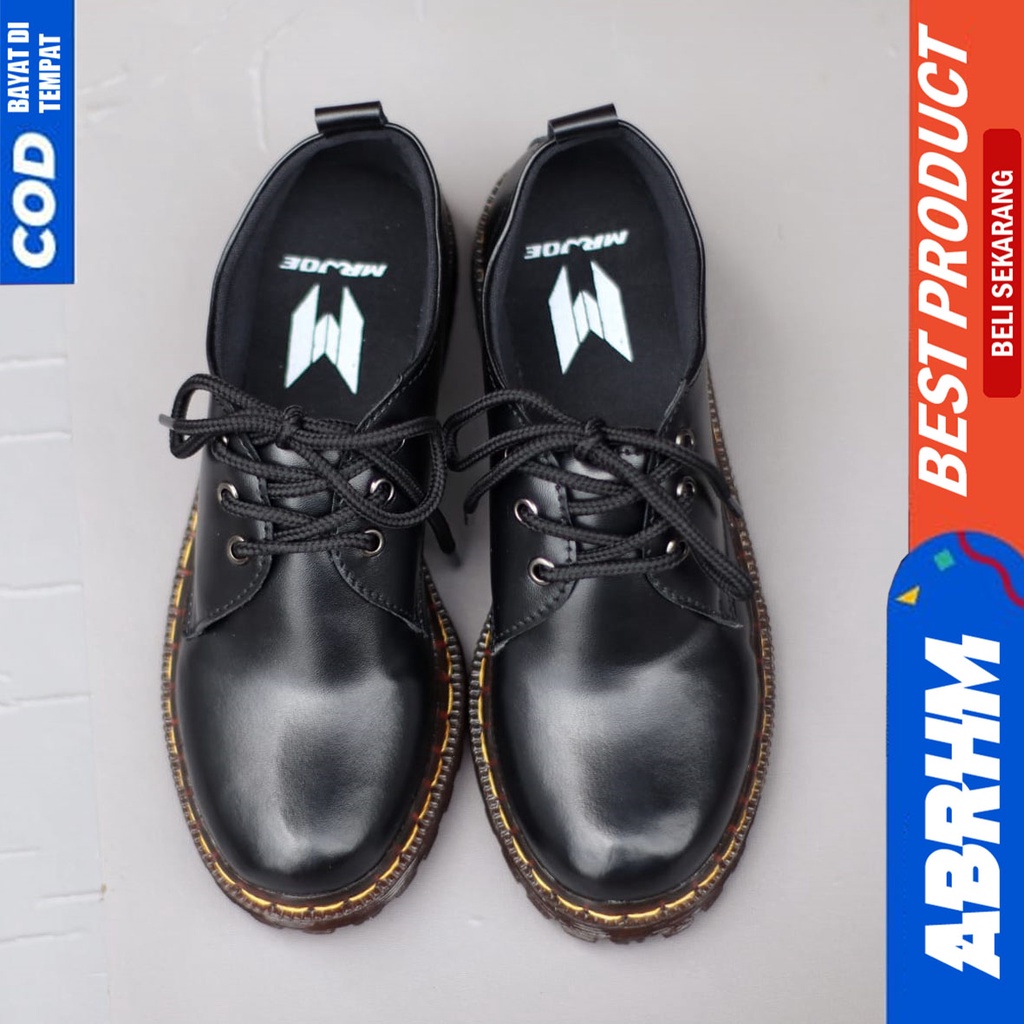 Sepatu Pantofel Docmart Formal Boots Hitam Wanita Abrhm Miju