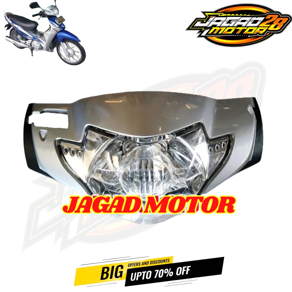 Batok Kepala Depan Plus Lampu Supra X 125 Lama 2005 2006 2007 Silver / Batok Kepala Depan Supra X 125 Lama 2005 2006 2007 Silver Set Lampu Depan / Batok Kepala Depan Supra X 125 Lama 2005-2007 Silver Plus Reflektor Lampu Depan