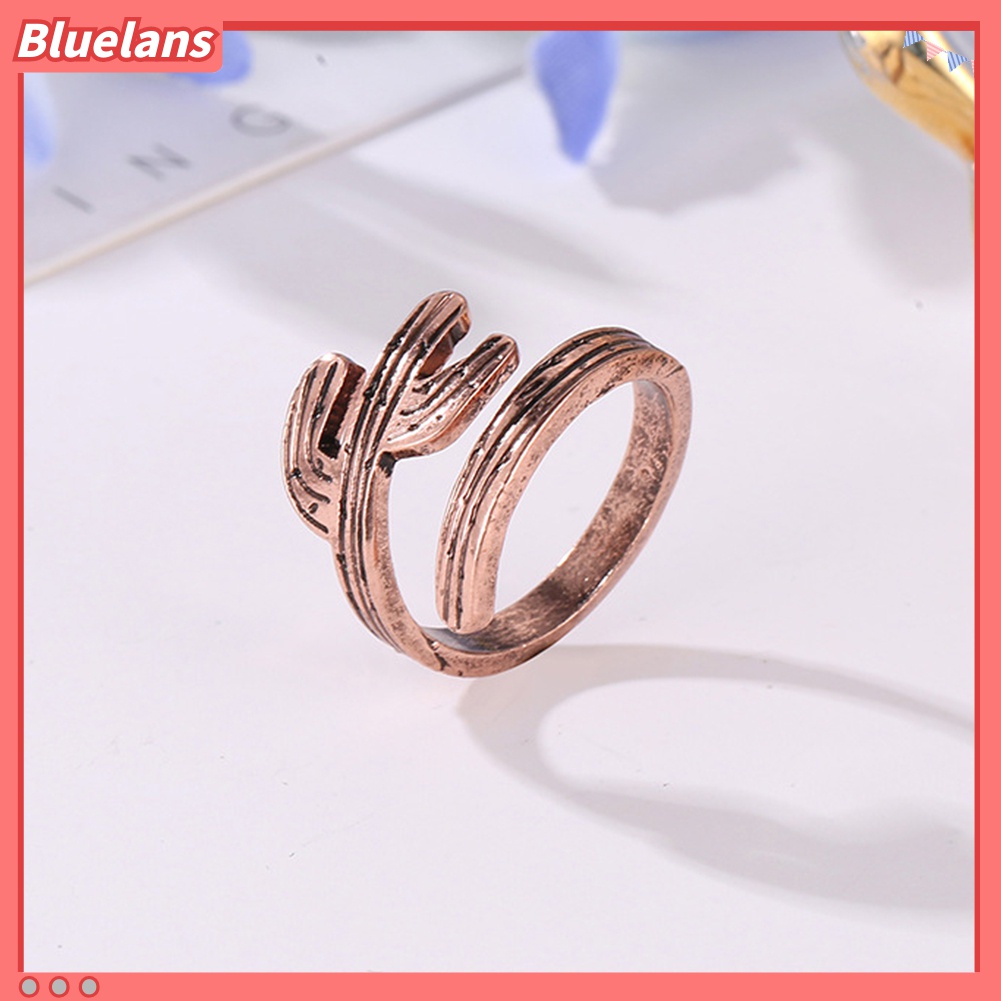 Cincin Model Terbuka Motif Kaktus Gaya Vintage Untuk Wanita