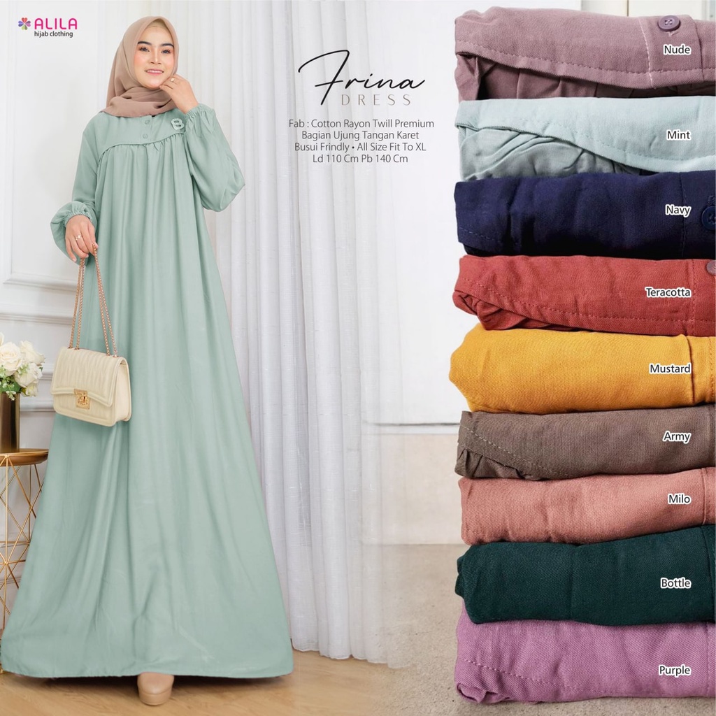 Gamis Simpel Terbaru Frina Dress Busana Muslimah Modern