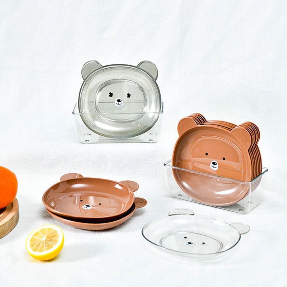 Top 5pcs Bear Snack Plate Perlengkapan Dapur Rumah Piring Makan Piring Kering Buah