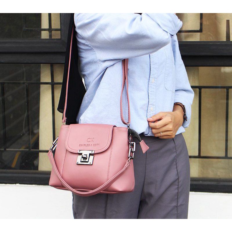 ❤Delta❤cod ready stok Tas selempang tas jinjing wanita tas kekinian 2 ruang