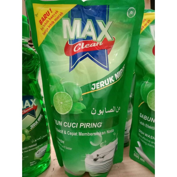 Max Clean Sabun Cuci Piring Pouch 800ml Botol 450ml