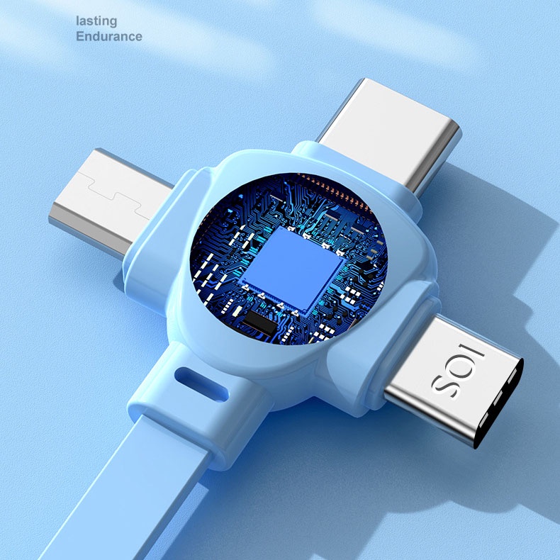 Kabel Charger Usb Tipe-c / Lightning / Micro Usb / Tipe-c / Lightning / Tipe c / 6A 3in1 120W Retractable Untuk Iphone / Android