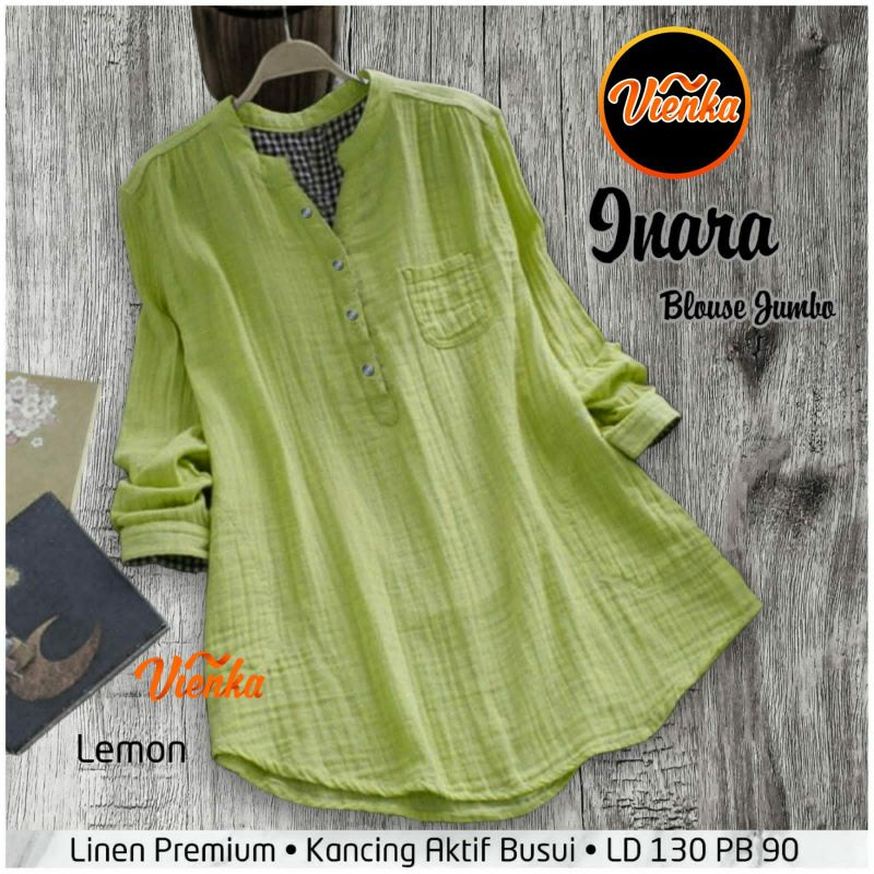 Inara blouse katun linen jumbo ld 130 xxxl