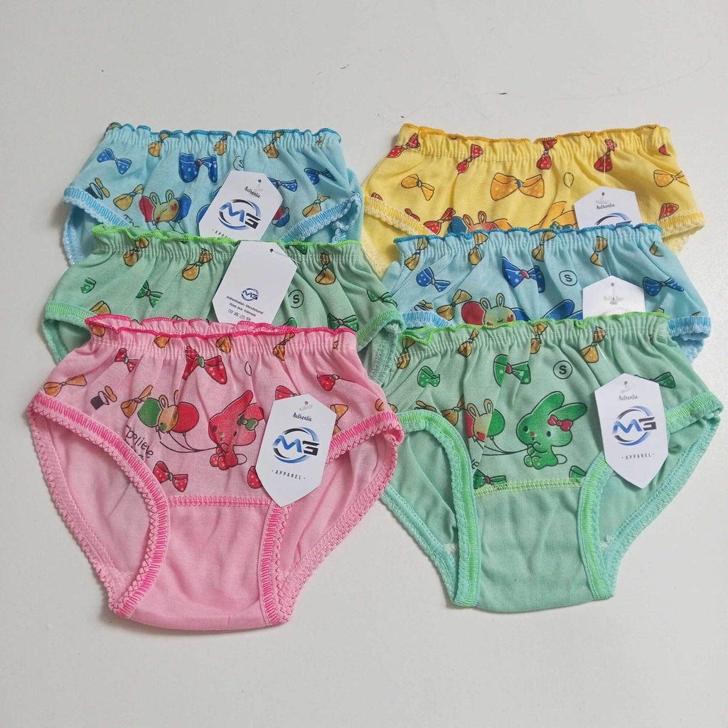 6 Pcs Celana Dalam Anak Perempuan / Daleman Anak Perempuan/ Cd Anak Perempuan Motif Sablon