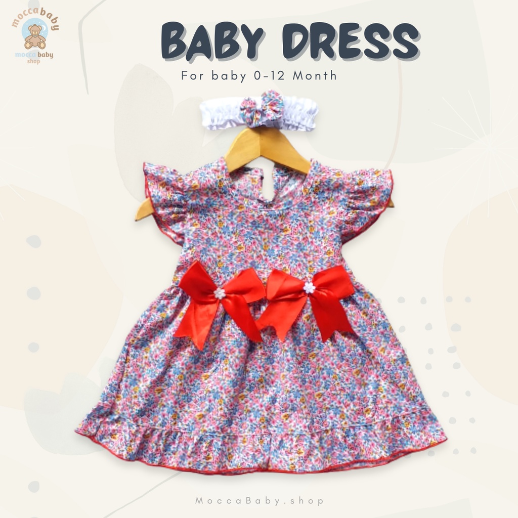 MBSS - (EXCLUSIVE ON MOCCABABY ) Dress Bayi Motif Animal Lucu Baju Bayi Perempuan / QIU2 DOUBLE RIBBON