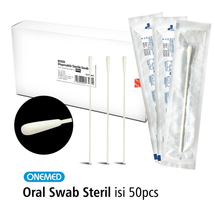 Oral Swab Steril / Flocked Swab Oro Onemed Box Isi 50 Pcs