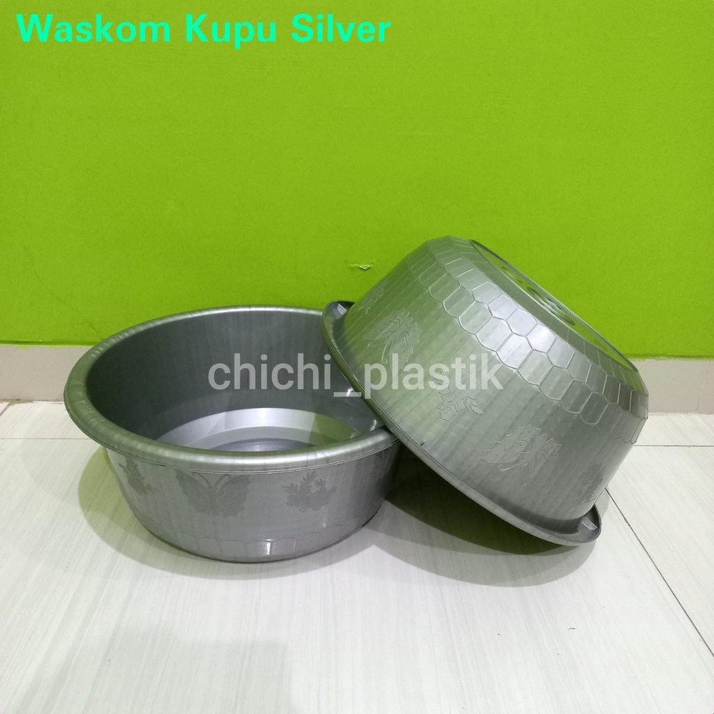 Isi 1 PCS!! Waskom Kupu Silver /Waskom Plastik/Waskom berkatan / Bak cuci