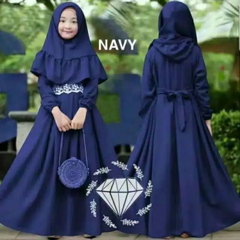 Gamis Anak Soleha Free Hijab Fashion Muslim Anak Perempuan 1 - 12 Tahun