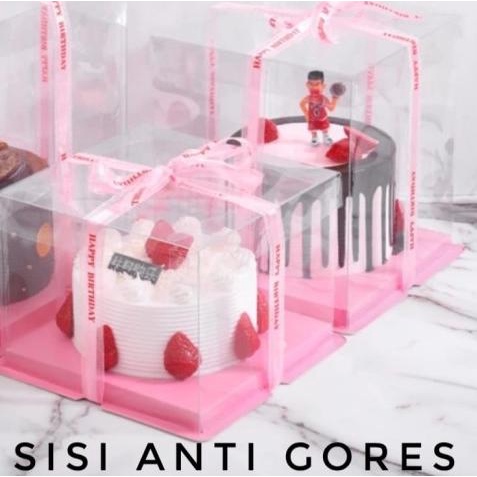 

Cake Box Mika Dus Kotak Kue 26 x 26 cm Tutup Transparant PET - Hitam, 26x26x30 cm