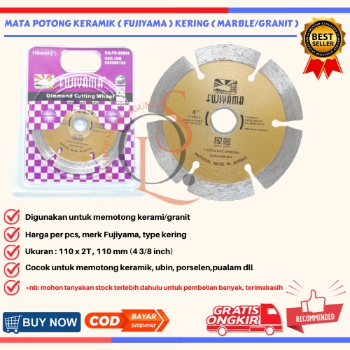 Mata Gerinda Potong Keramik Kering Fujiyama Dry / Diamond Cutting Wheel 4&quot; Fujiyama Dry