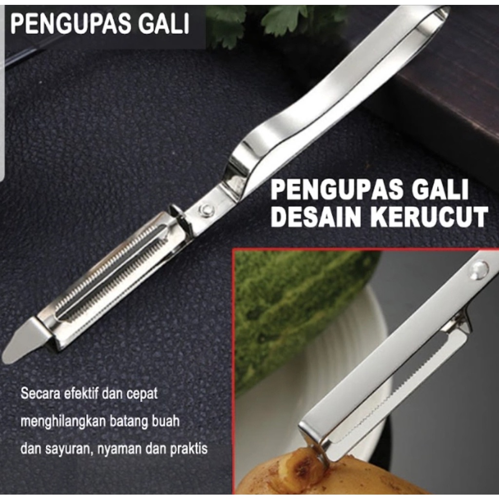 PISAU PENGUPAS KULIT BUAH 1 SET 3 IN 1 // PARUTAN SET STAINLESS - BD