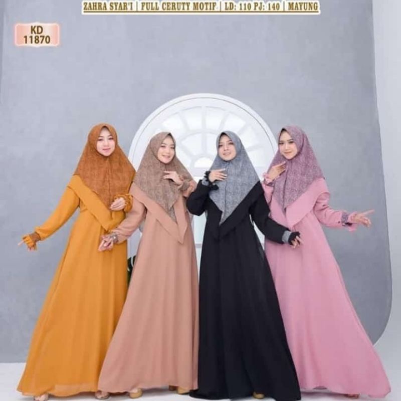 GAMIS SET JILBAB KHIMAR HOME DRESS CERUTY MAXIDRESS MOTIF SYARI POLOS