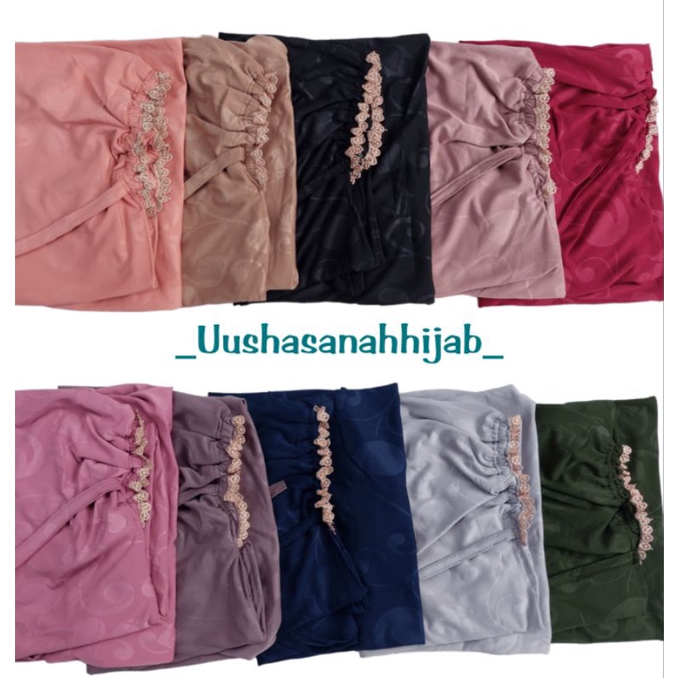 [ Ori Fals] TUNISIA ••hijab instan bergo renda tali••bergo hamidah••hijab jersey tulip 3d