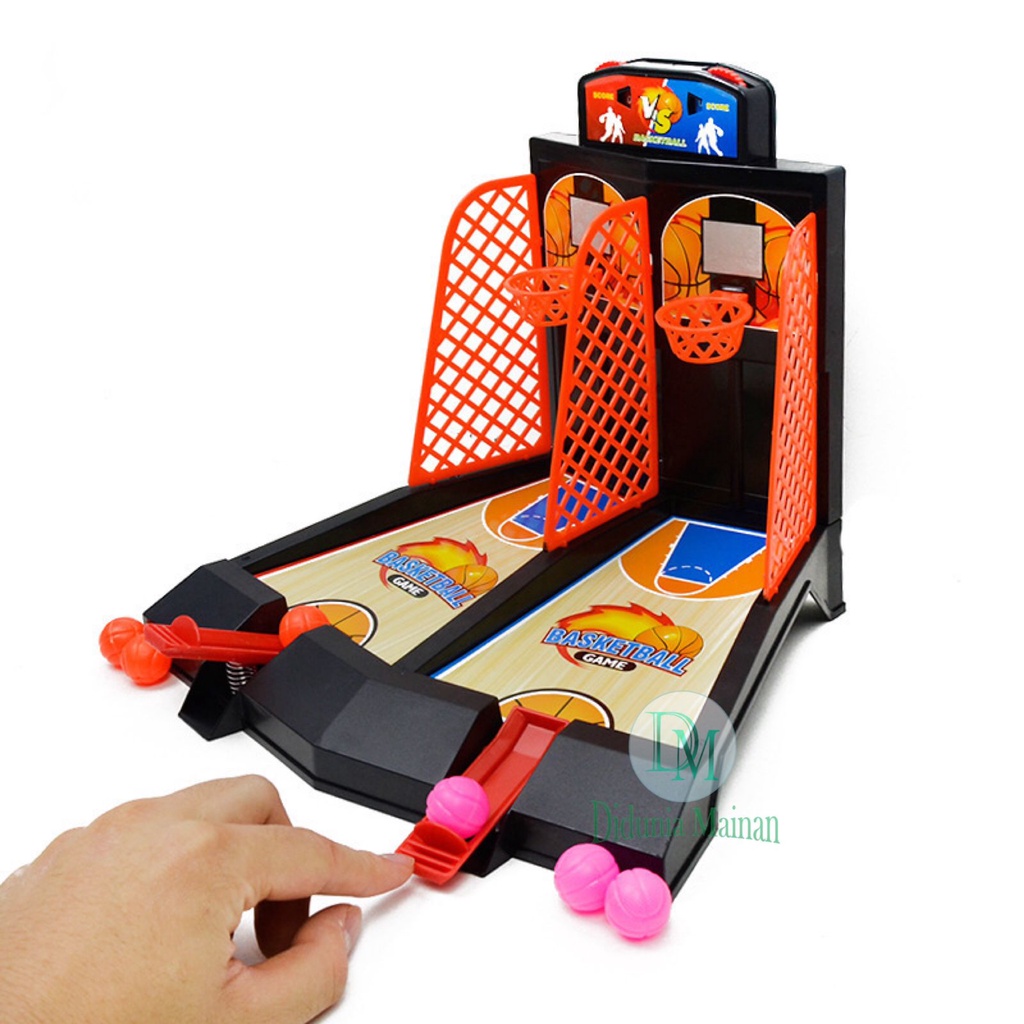 Mainan anak tanding lempar bola basket board finger game set shooting basketball