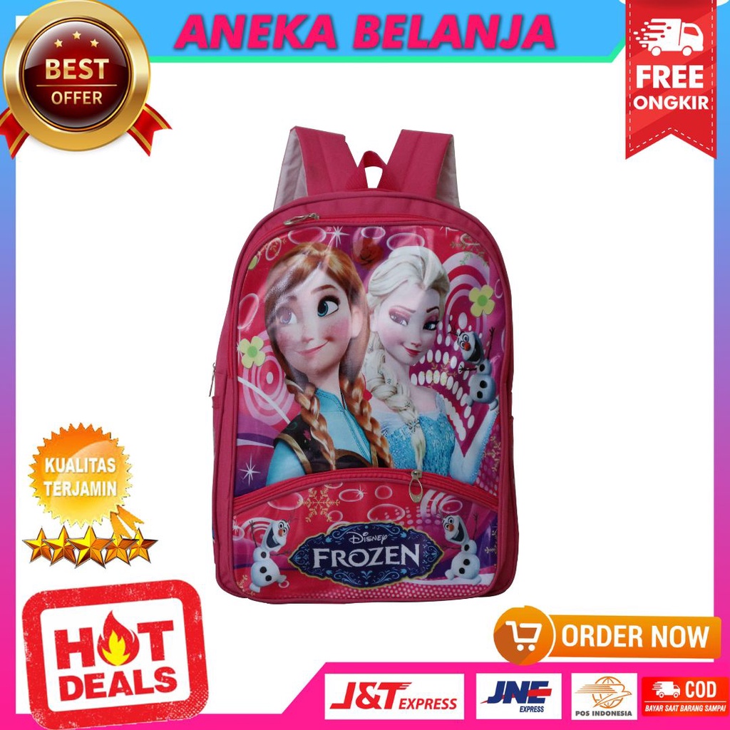 Tas Ransel Anak Sekolah Piknik Les Tas Motif Frozen Cantik Imut Murah Awet
