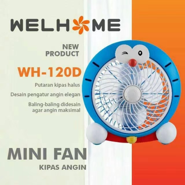 Mini Fan Wellhome Kartoon / Kipas Angin Listrik Wellhome Karakter Lucu