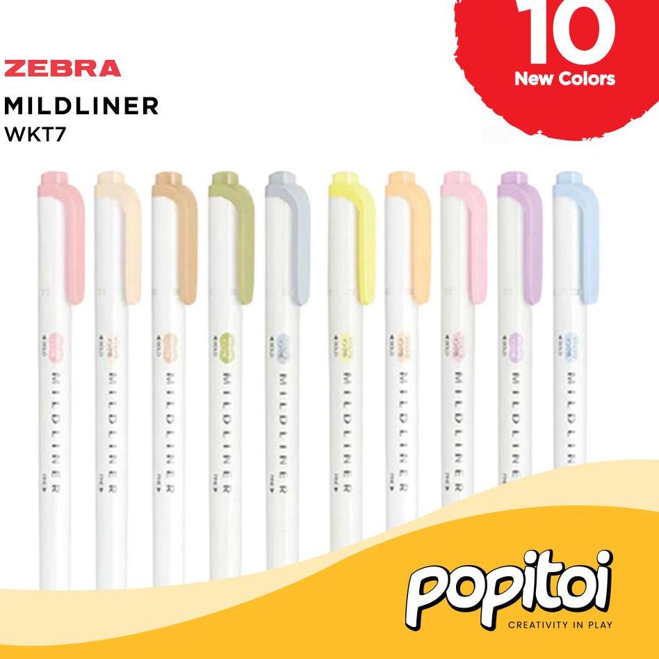 

や ZEBRA MILDLINER WKT7 Double-Sided Highlighter - Fine / Bold Pastel ゾ