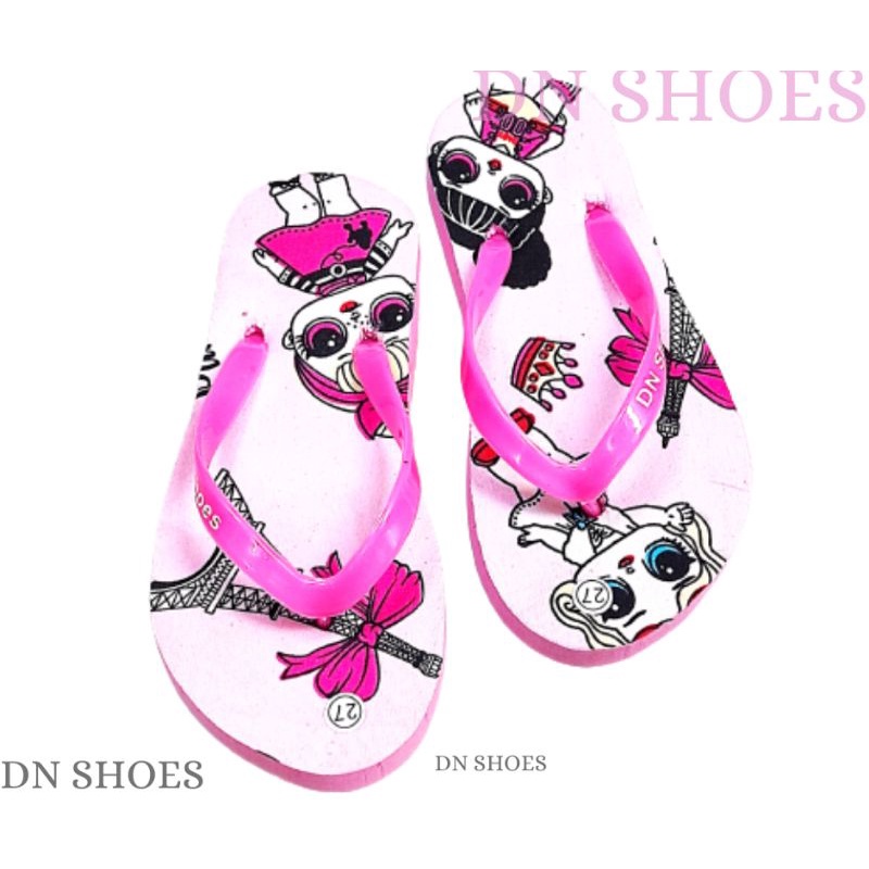 Sandal Anak Perempuan Sendal Jepit Anak Lucu Sandal Flat Anak Karakter Lol Pink Paris