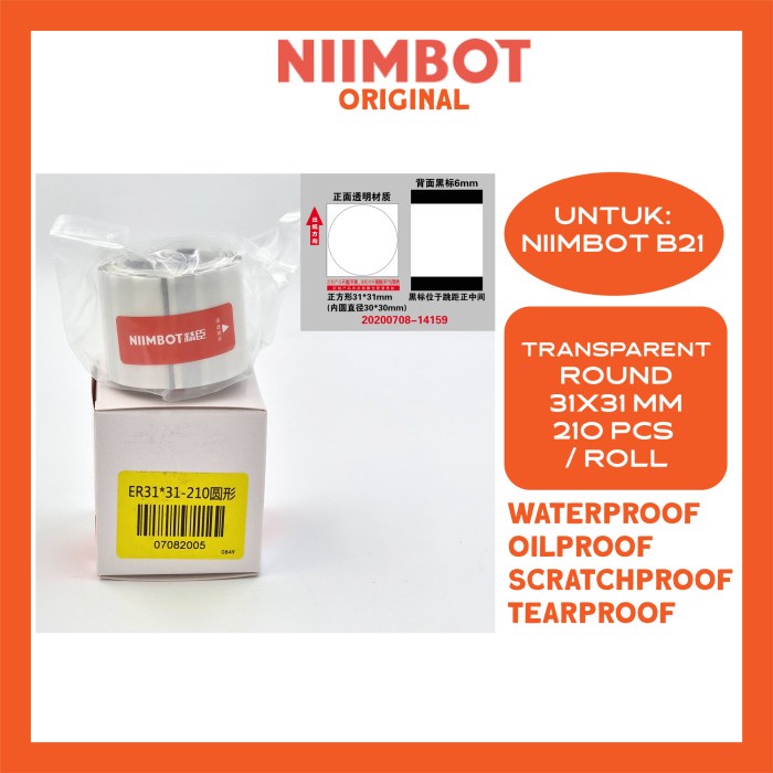 

Kertas Thermal Thermal Label Sticker Niimbot B21 Refill Label - Bening Transparent