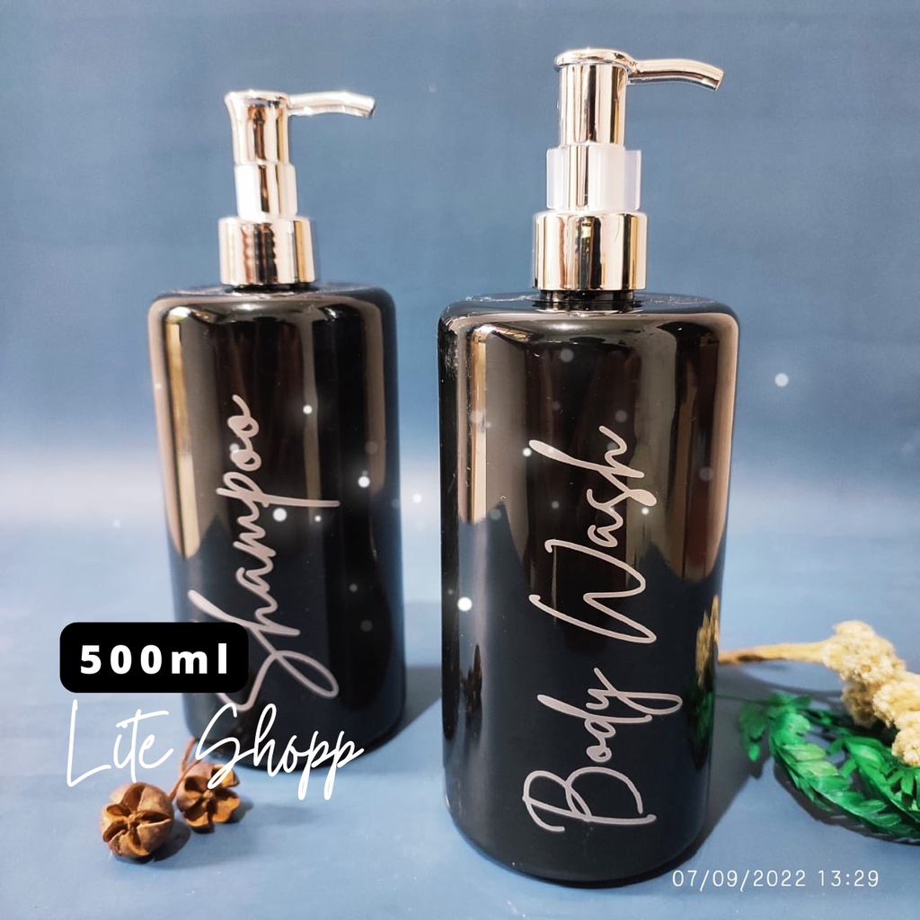 Botol Sabun cair Luxury Aesthetic 500ML Hitam Silver