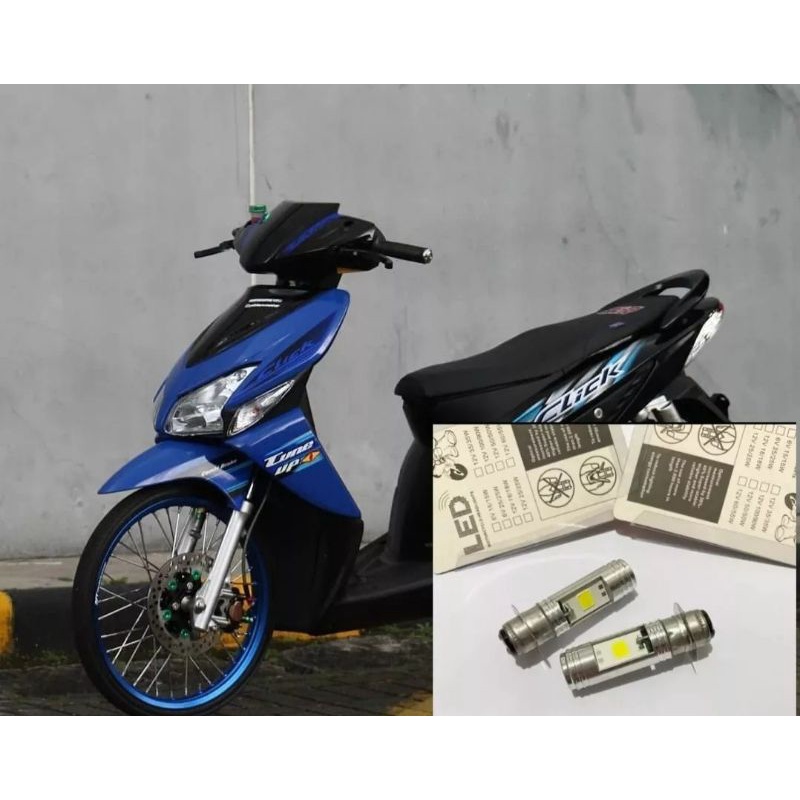 Lampu depan sepeda motor model led 2 sisi nyala putih soket h6 universal pnp vario 110 karbu lama harga sepasang 2 pcs