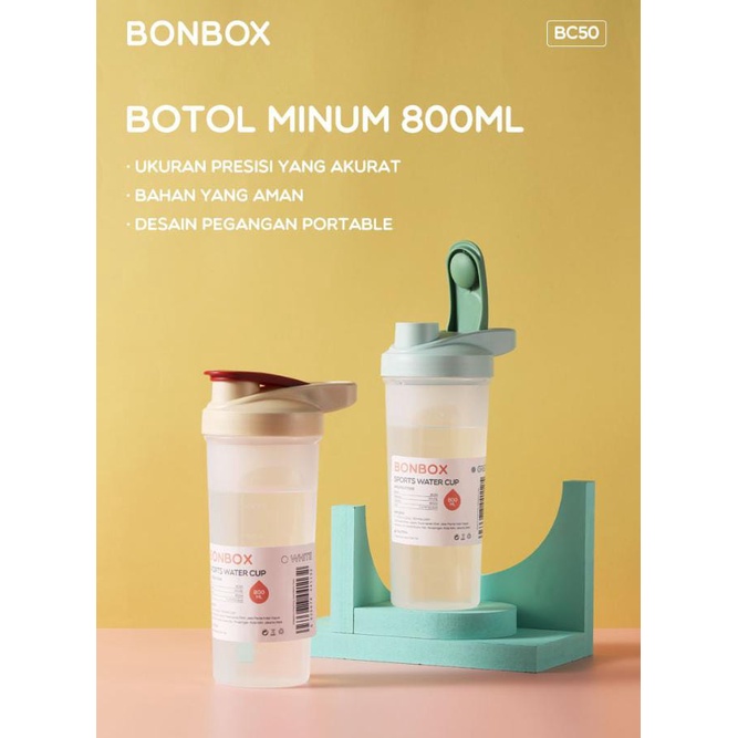 Botol Minum Shaker BONBOX Tumbler Botol Sport Tahan Panas 800ML