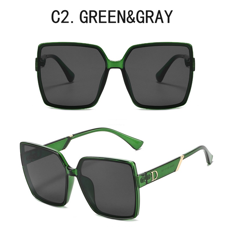 Kacamata Hitam Wanita Model Vintage Frame Kotak Besar Untuk Outdoor / Pantai