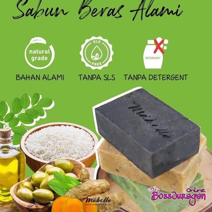 Best Produk A69KT (BOSS) (BPOM) MABELLO Sabun Beras 60gr - Organic Rice Soap 100% Bahan Alami 84 Paling Popular