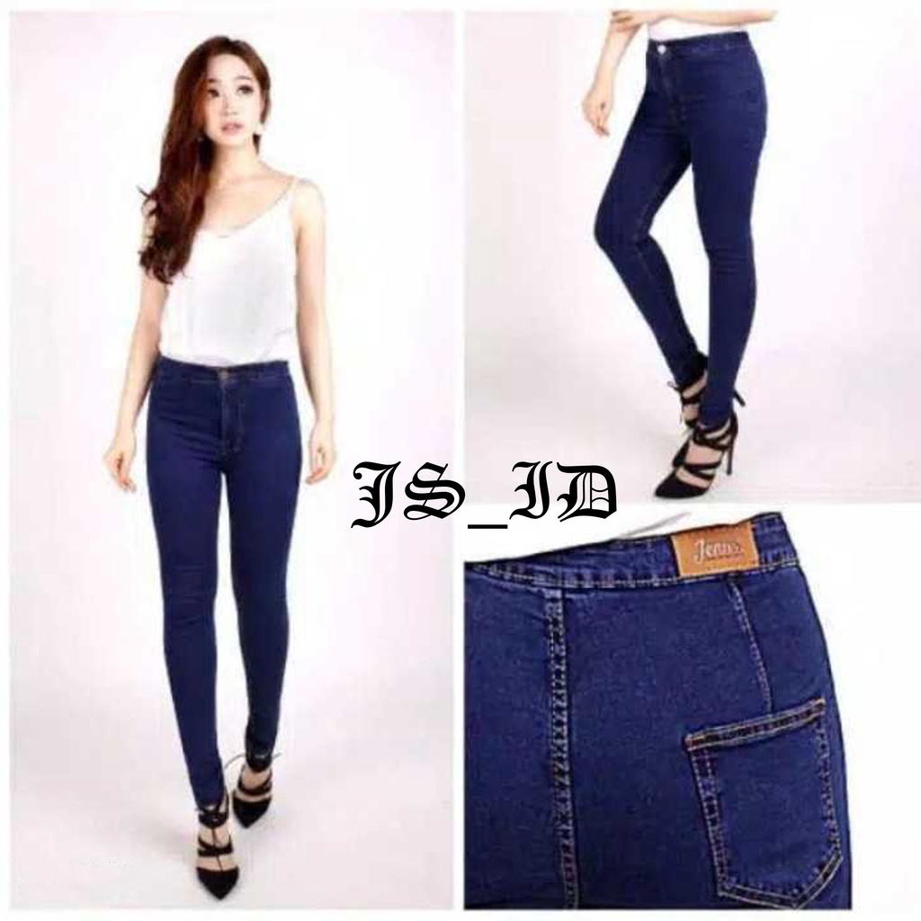 CELANA HIGHWAIST JEANS POLOS WANITA PANJANG SOFTJEANS PREMIUM