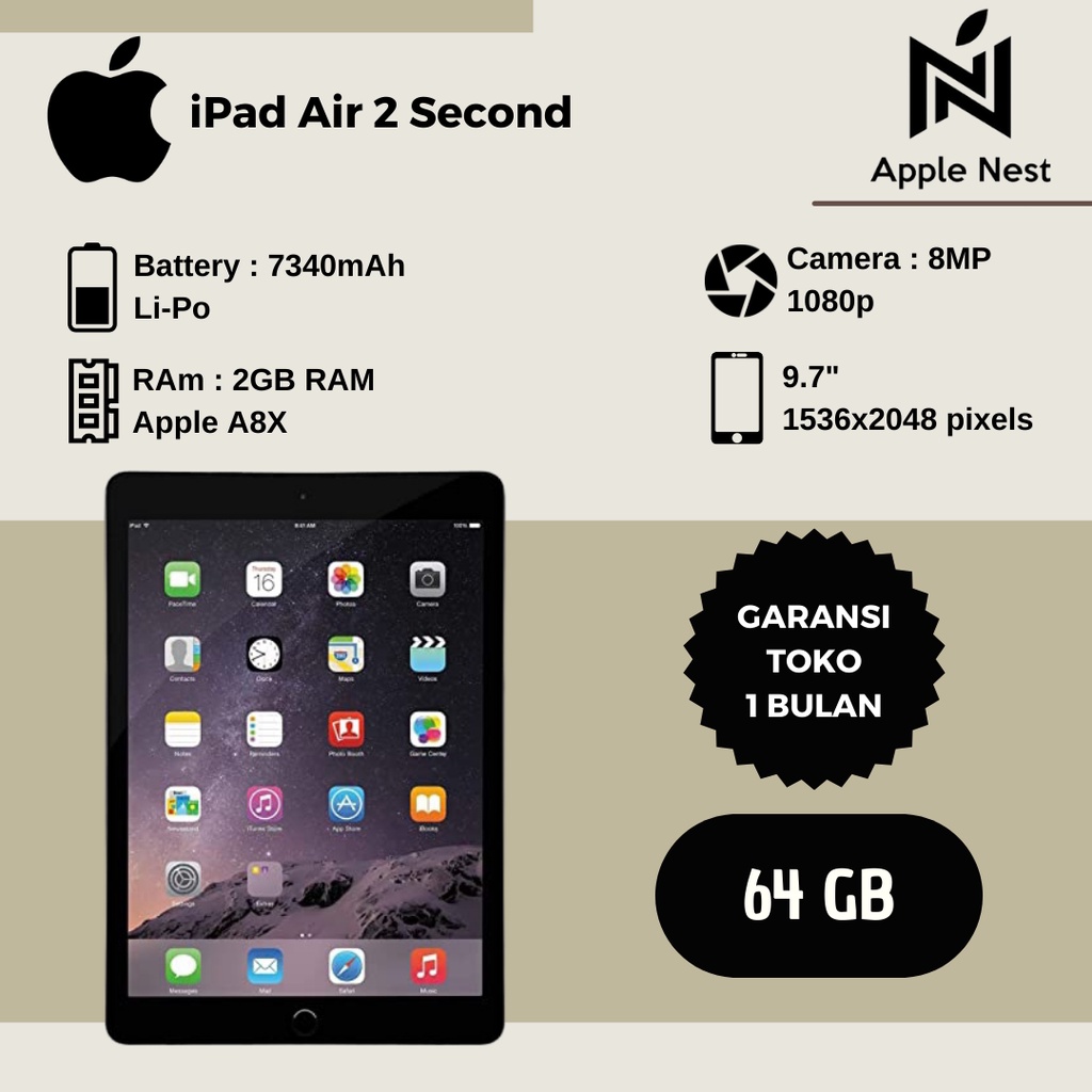 iPad Air 2 Second 64GB Wifi Only