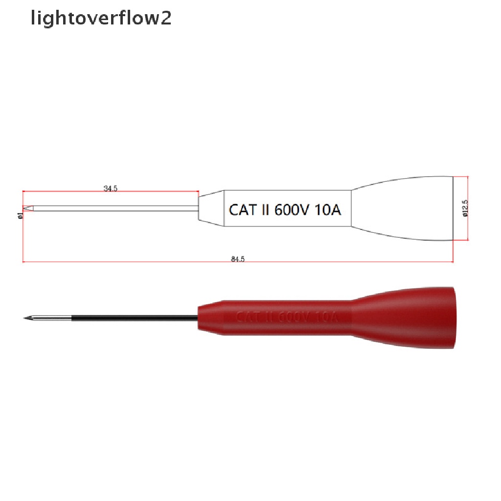 (lightoverflow2) 2pcs / Set Alat Tes Probe Multimeter Non Destruktif Dengan Pin Insulasi
