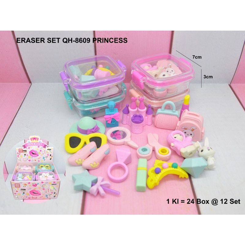 

penghapus bentuk girl princess set box tutup transparan