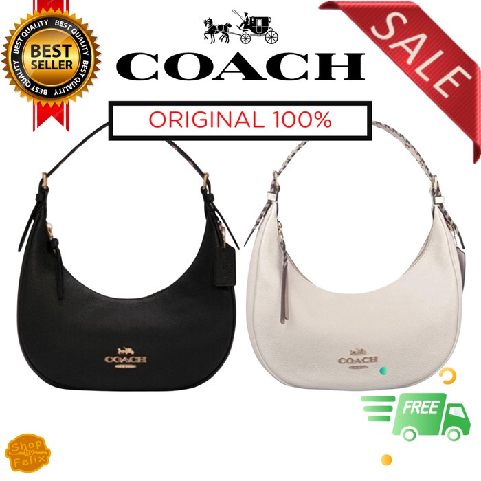 PROMO COACH BAILEY HOBO SIGANTURE LEATHER CANVAS SHOULDER HALF MOON