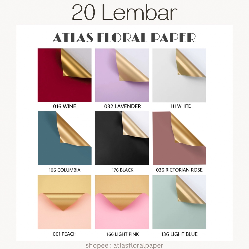 

[20 LEMBAR] Flower Wrapping Paper Bi Color Gold Cellophane Kertas Buket Florist