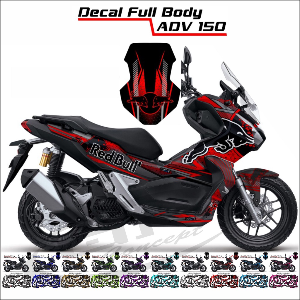 Sticker Stiker Decal  ADV 150 Full Body keren Variasi 1 merah putih hitam