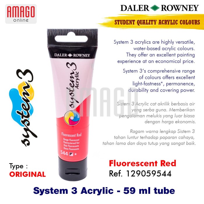 

Star Daler-Rowney- System 3 Acrylic 59 Ml - Fluorescent Red - 129059544 Hemat