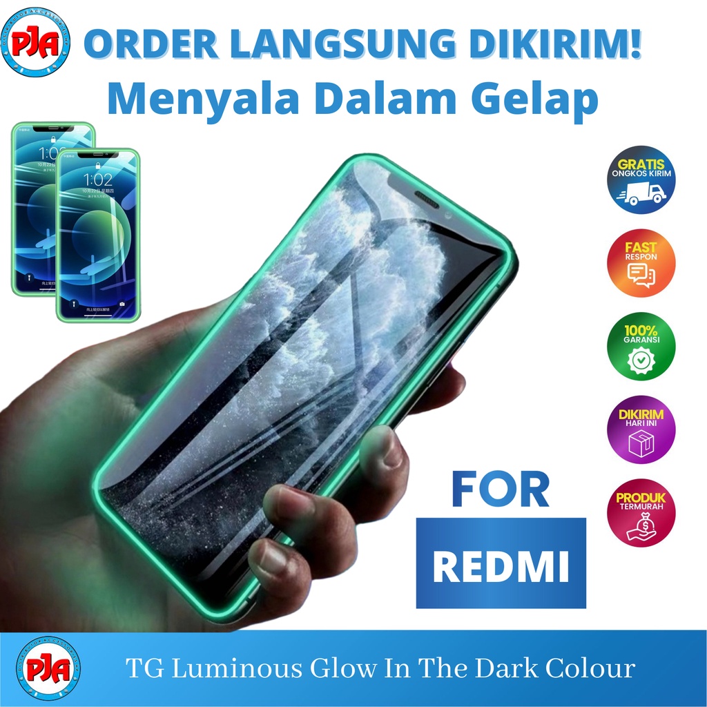 Tempered Glass TG Glow In The Dark Anti Gores Luminous Kaca Full Screen Xiaomi Redmi 6 6A 8 8A 9 9A 10 10A 10C