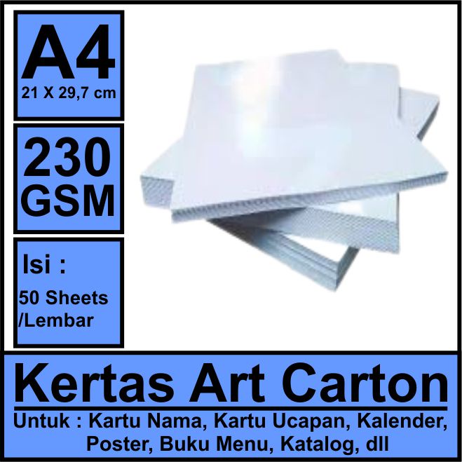 

Kertas Art Karton A4 230 gram / 50 Lembar